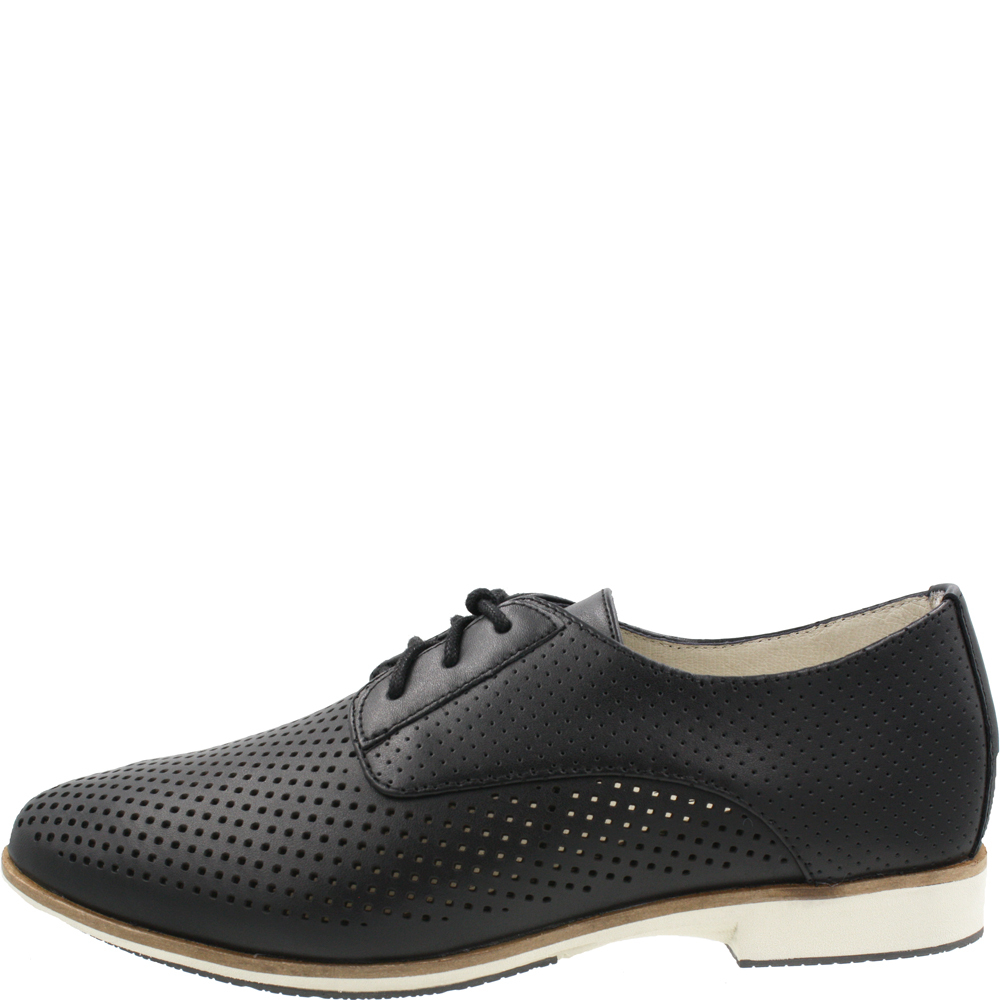 Olivia Black Leather Derby Laceups