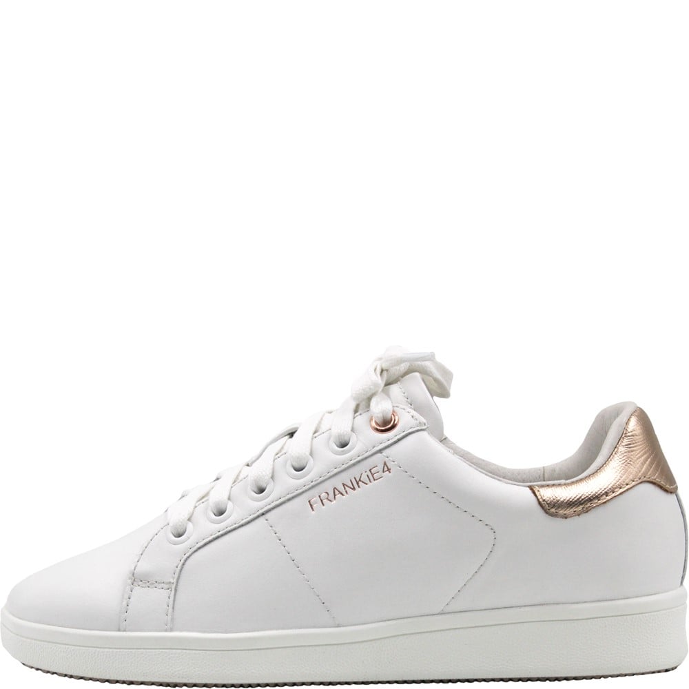 Jackie White Rose Gold Leather Sneakers