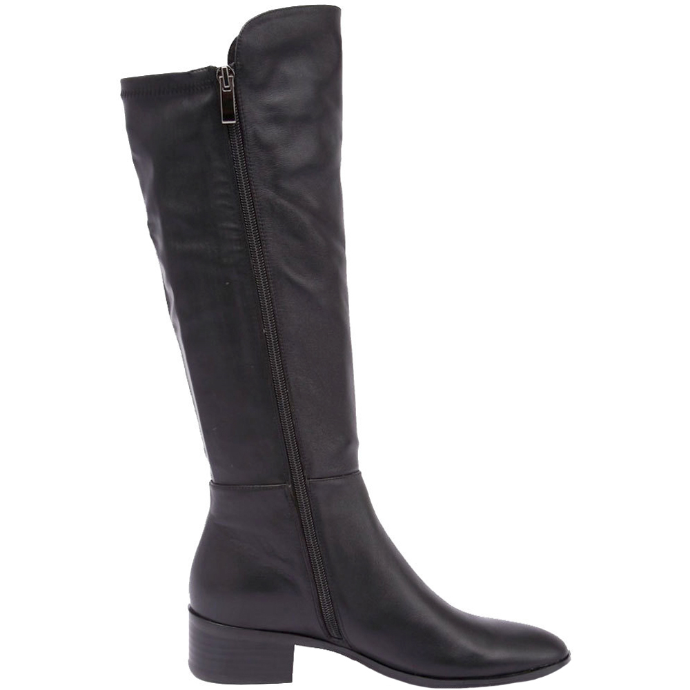 Tetley Black Leather Long Boots - ShoeBeDoo