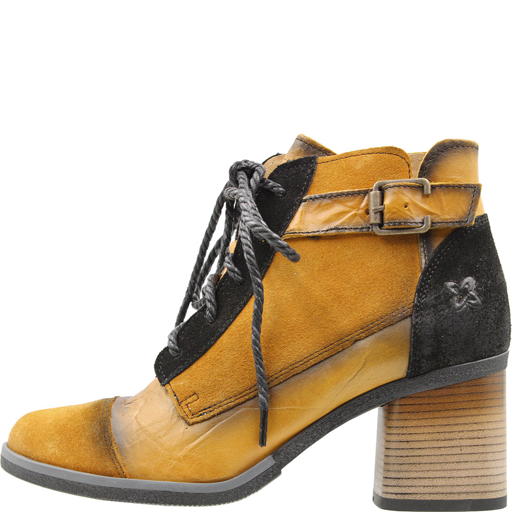 Yellow Leather Ankle Boots