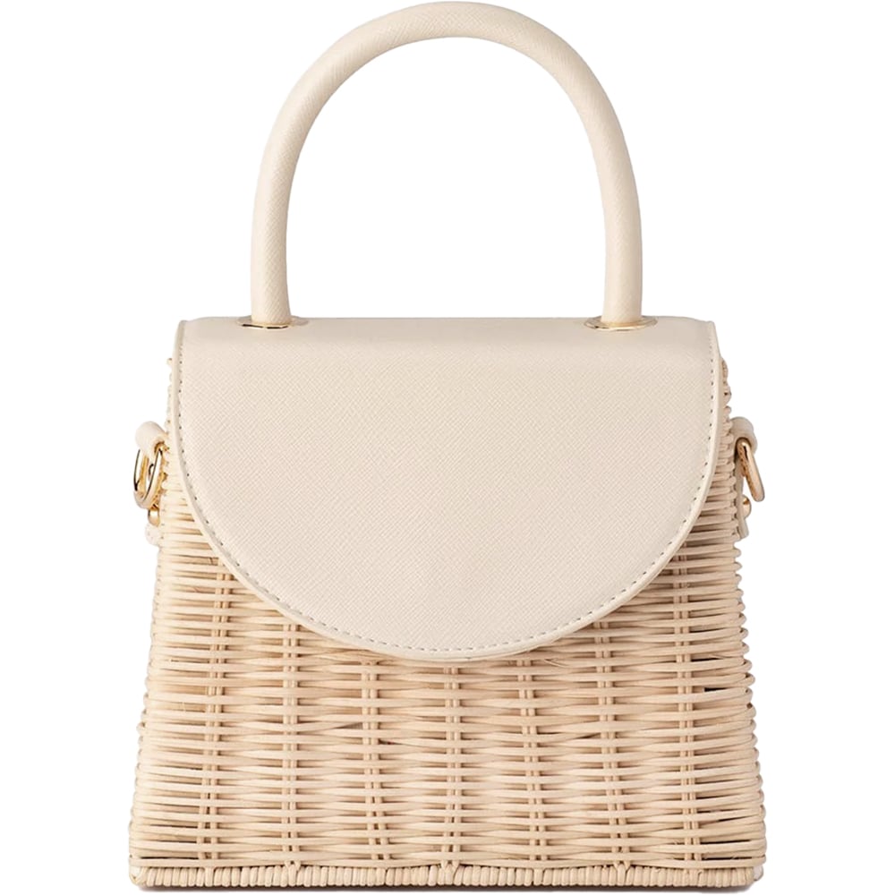 Donna Natural Wicker Straw Top Handle Bag