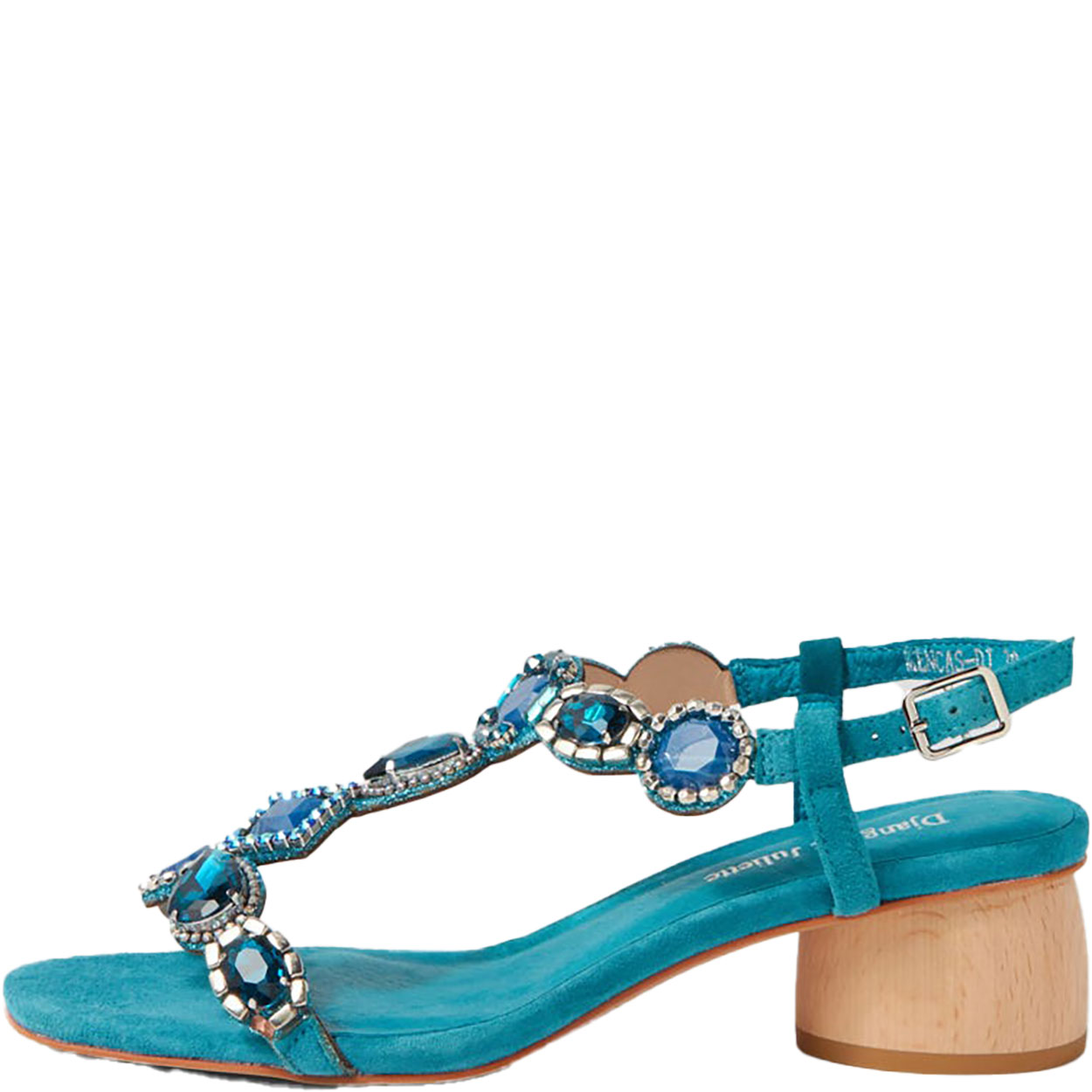 Mencas Sapphire Multi Suede Jewelled Sandals