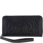 A large rectangualr wallet made from soft pebbled leather with quilting and embossing of a rose on the front. This is a zip around wallet that opens up with so many compartments and pockets. Comes in a gorgeous serenade box. ShoeBeDoo is an official stockist of Elegant and Serenade Beverly Hills in Australia and New Zealand