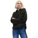 Desigual Brampton Khaki Black jumper s a long sleeve round neck and oversized fit jumper in a subtle swirl of pattern. Very very soft with light stretch.Designed by Desigual in Spain and available in Australia and New Zealand online and instore at ShoeBeDoo Official Stockist