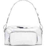 A shiny mirror silver compact small bag that holds everything from credit cards to coins and notes, plus your sunglasses and smartphone and lipstick with ease! This is a two zip compartment product with a special pouch on the front. Designed by Desigual in Spain and available in Australia and New Zealand online and instore at ShoeBeDoo Official Stockist