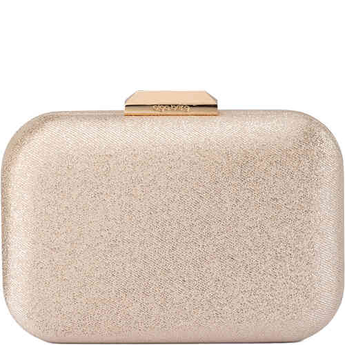 A pod clutch made from soft gold metallic threaded vegan leather. Designed by Olga Berg and available online and instore at ShoeBeDoo Official Olga Berg Stockist in Australia