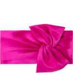 A rectangular shaped clutch adorned in thick hot pink satin on the front is a twisted bow that rises above the top of the framed back. Designed by Olga Berg and available online and instore at ShoeBeDoo Official Olga Berg Stockist in Australia
