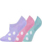 A three pair pack of invisible socks - one lilac one pink one mint with large white dots on them. These are socks for sneakers that you will not see. ShoeBeDoo is an authorised stockist of Bamboozld Socks in Australia and New Zealand.