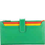 A slender wallet that opens up to reveal so many credit card slips, and a zip pocket, plus a holder for your mobile phone. The front is rich green with strips of yellow and red, and the inside adds orange and blue to this eye-catching palette. ShoeBeDoo is an authorised retailer of mywalit in Australia and New Zealand