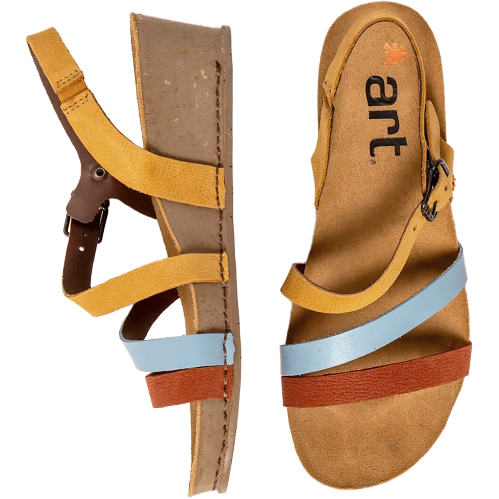 ART-COMPANY-I LIVE 1930-HONEY-MULTI-LEATHER-OPEN-TOE-LOW-PLATFORM-WEDGE-SANDALS-OFFICIAL-STOCKIST-TOP-PAIR