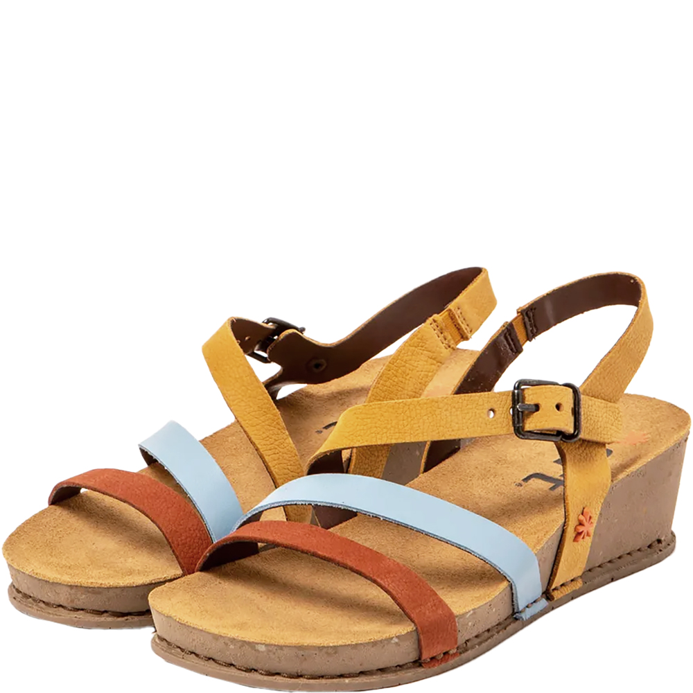ART-COMPANY-I LIVE 1930-HONEY-MULTI-LEATHER-OPEN-TOE-LOW-PLATFORM-WEDGE-SANDALS-OFFICIAL-STOCKIST-angle