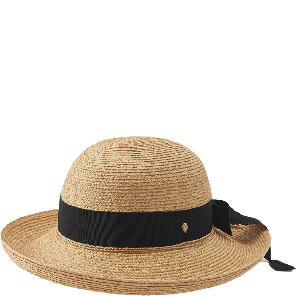 Helen Kaminski Newport SB Natural Midnight Raffia Hat - ShoeBeDoo