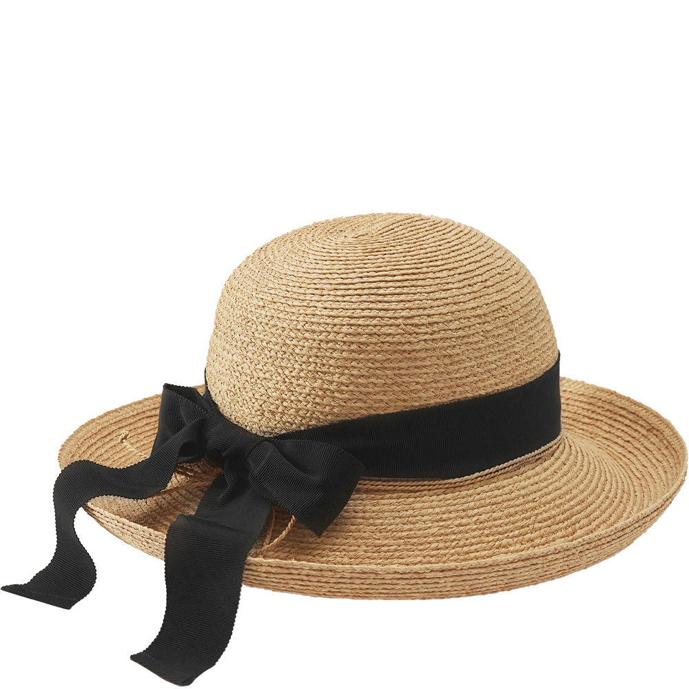Helen Kaminski Newport SB Natural Midnight Raffia Hat - ShoeBeDoo