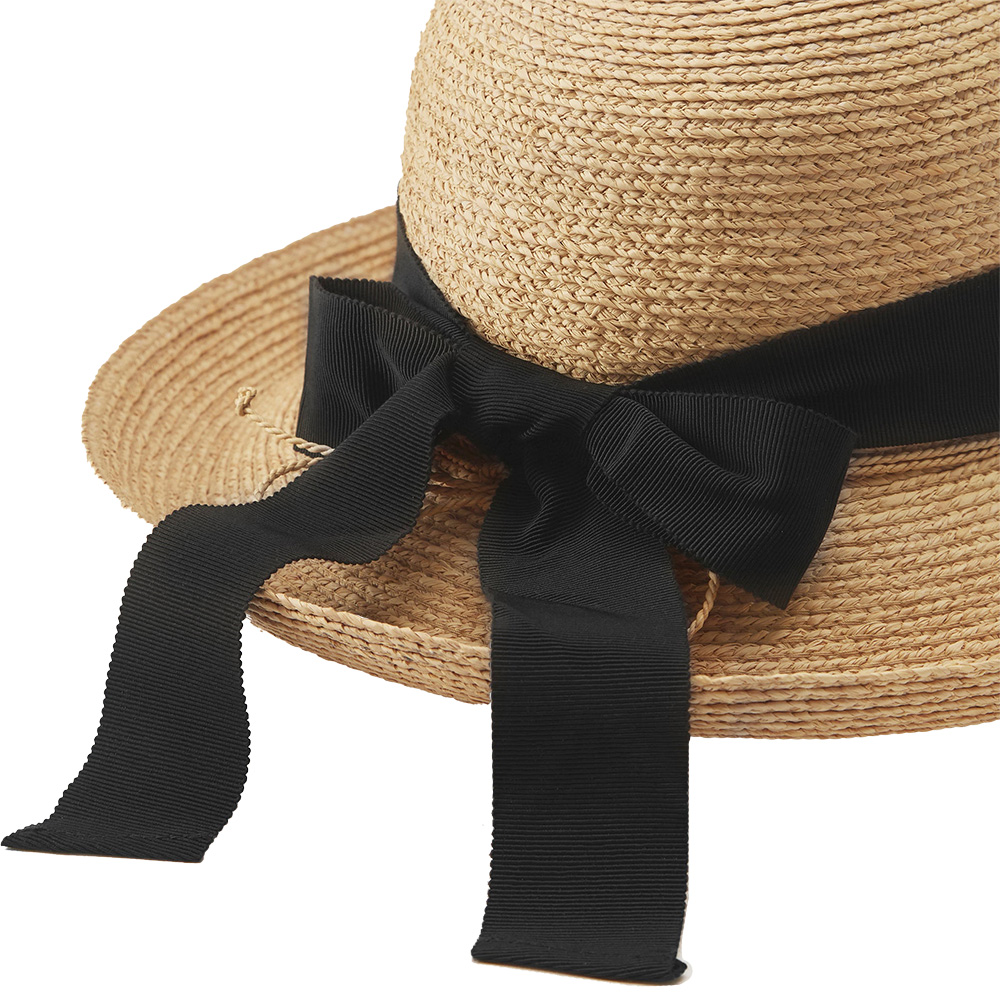 Helen Kaminski Newport SB Natural Midnight Raffia Hat - ShoeBeDoo