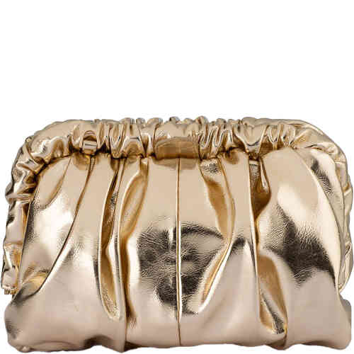 A soft ruched shiny metallic dome shaped bag with a pull apart top frame that opens to reveal a really roomy soft slouchy interior. Designed by Olga Berg and available online and instore at ShoeBeDoo Official Olga Berg Stockist in Australia and New Zealand