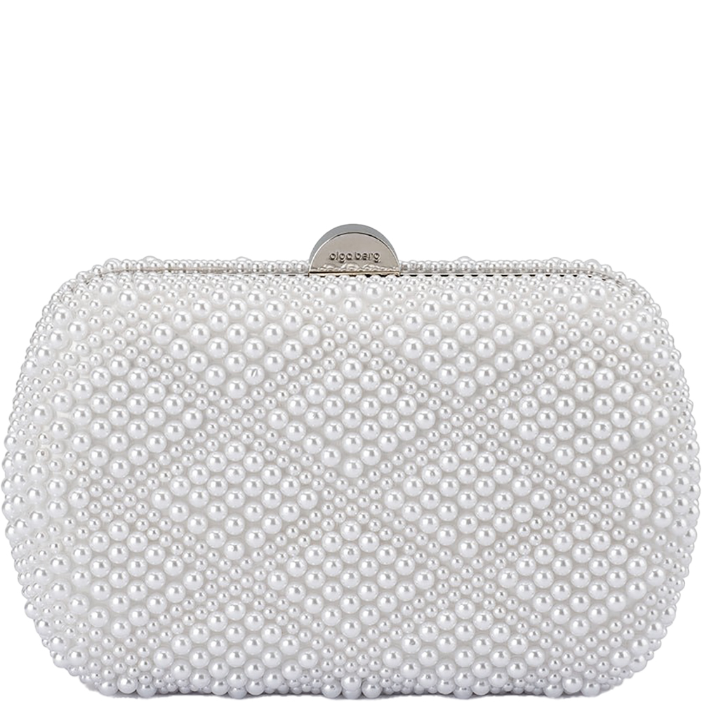 Olga-Berg-claire-faux-pearl-clutch-Pearl-OB2216-Buy-Olga-Berg-Instore-Online-ShoeBeDoo-Official-Stockist-9 An east west hard case clutch with rounded edges, and thoroughly encrusted in faux pearls in diamond shaped patterns. ShoeBeDoo is an Official Stockist of Olga bErg in Australia and New Zealdn