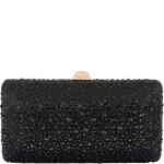 Olga Berg Kira Black Crystal Hotfix Crystal Clutch is a large east west hard case clutch covered in a graduated design of black crystals for maximum impact. Designed by Olga Berg and available online and instore at ShoeBeDoo Official Olga Berg Stockist in Australia and New Zealand