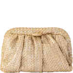 This is a dome shaped bag made from soft woven slightly metallic gold raffia look woven material. Roomy and so pretty! Designed by Olga Berg and available online and instore at ShoeBeDoo Official Olga Berg Stockist in Australia and New Zealand
