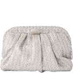 This is a dome shaped bag made from soft woven slightly metallic silver straw. Roomy and so pretty! Designed by Olga Berg and available online and instore at ShoeBeDoo Official Olga Berg Stockist in Australia and New Zealand