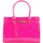 An east west style handbag with two top handles. this is hot neon pink patent and a standout piece. ShoeBeDoo is an official stockist of Australian designed Liv & Milly vegan bags in Australia and New Zealand.