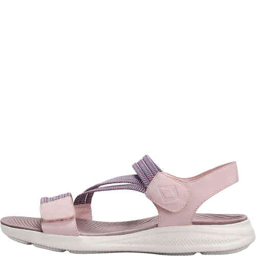 A lightweight travel shoe with a white sole, and padded arch supportive footbed., The upper has bands of elastic in blush tones across the toes, over the arch on an angle, and in the front of the ankle. There is a rear ankle strap as well. ShoeBeDoo is an official stockist of CC Resorts sandals in Australia and New Zealand