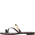 A flat slide with a strap over the toe,, an asymmetric strap over the top of the foot, and a strap with a gold bar over the arch. Flat , comfortable and cool, ShoeBeDoo is an official stockist of Siren Shoes in Australia and New Zealand