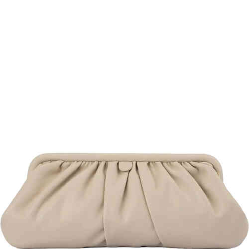 This long soft nude clutch with a slightly angular shape has a top hard frame and a gathered front and back allowing for elegance yet room. uy Olga Berg Clutches instore and online at ShoeBeDoo in Australia and New Zealand. Official Stockist of Olga Berg