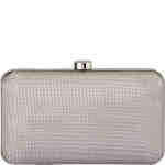 A rectangular hard case clutch that is really a light grey in colour, covered in a fine antique silver mesh. Buy Olga Berg Clutches instore and online at ShoeBeDoo in Australia and New Zealand. Official Stockist of Olga Berg