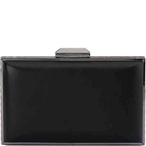 A rectangular hard case clutch covered in soft black vegan leather, and the whole perimeter is encrusted with clear crystals for added luxe. Buy Olga Berg Clutches instore and online at ShoeBeDoo in Australia and New Zealand. Official Stockist of Olga Berg