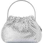 A slouch style pouch bag adorned in diamond shaped crystals over a silver textile, with an arched silver top handle. Buy Olga Berg Clutches instore and online at ShoeBeDoo in Australia and New Zealand. Official Stockist of Olga Berg