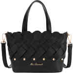 A mini bag that is roomy, with two top handles and a removable crossbody strap. There is a top zip,. The front and back panels are woven with gold stud detail at the bottom. ShoeBeDoo is an authorised retailer of Serenade and Miss Serenade bags and wallets instore and online.