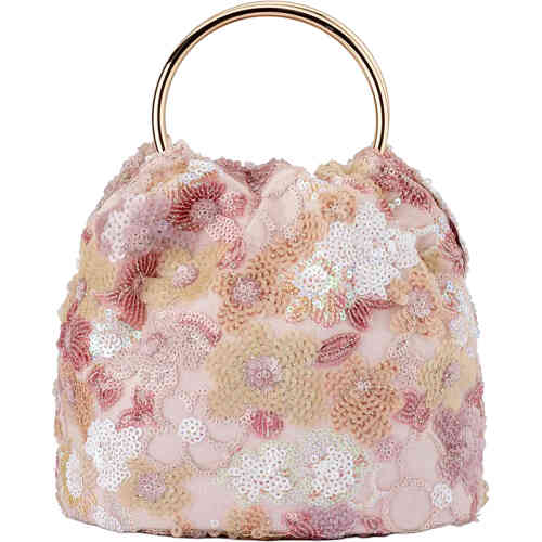 This is a soft pouch bag, with dual gold handles and stunning floral sequin embellishment in pink, cream and white.Buy Olga Berg Clutches instore and online at ShoeBeDoo in Australia and New Zealand. Official Stockist of Olga Berg