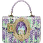 A single handle box style bag that doubles as a crossbody, with a top zip in a compact yet roomy design. The artwork is a regency garden heritage style form, with lilac wisteria in 3D appliqué and embroidery, and divine garden setting ShoeBeDoo is an authorised stockist of Vendula London bags wallets and accessories in Australia and New Zealand