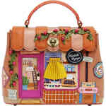 This shop front bag from Vendula depicts a stunning canopied top adorned wit embroidered vines. The embroidered vines hug the dual windows, with a door (that opens!) in the middle. Each window has 3d appliqué travel details from sunglasses to luggage, guide books and maps, and even a cheeky "passpawt" booth! ShoeBeDoo is an authorised stockist of Vendula London Certified Vegan Leather Bags and Accessories in Australia and New Zealand