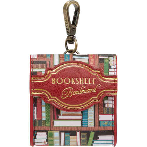 A square ear pod ipods case that folds over with magnetic lock closer. It looks like a mini bookshop with books in 3D appliqué and embroidery adoring it. ShoeBeDoo is an authorised retailer of certified vegan Vendula London vegan bags and accessories in Australia and New Zealand.