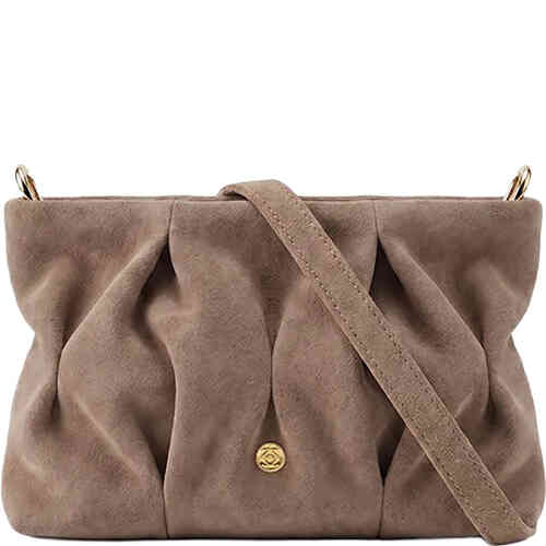 A mini bag in gorgeous mushroom based taupe in the shape of a soft slouchy pouch with a top zip, that is rouched and roomy, and comes with three different straps. ShoeBeDoo is an authorised retailer of Zjoosh bags and accessories. This is a vegan bag