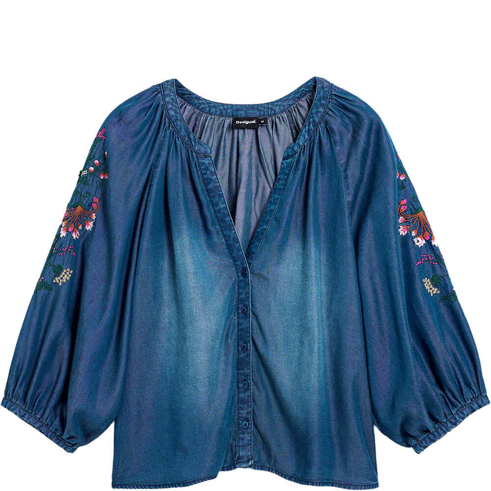 Desigual-CHAMBRE-Azul-Blue-Balloon-Sleeve-Blouse-26SWBW16_5055-Buy-Desigual-Clothing-online-at-ShoeBeDoo-1