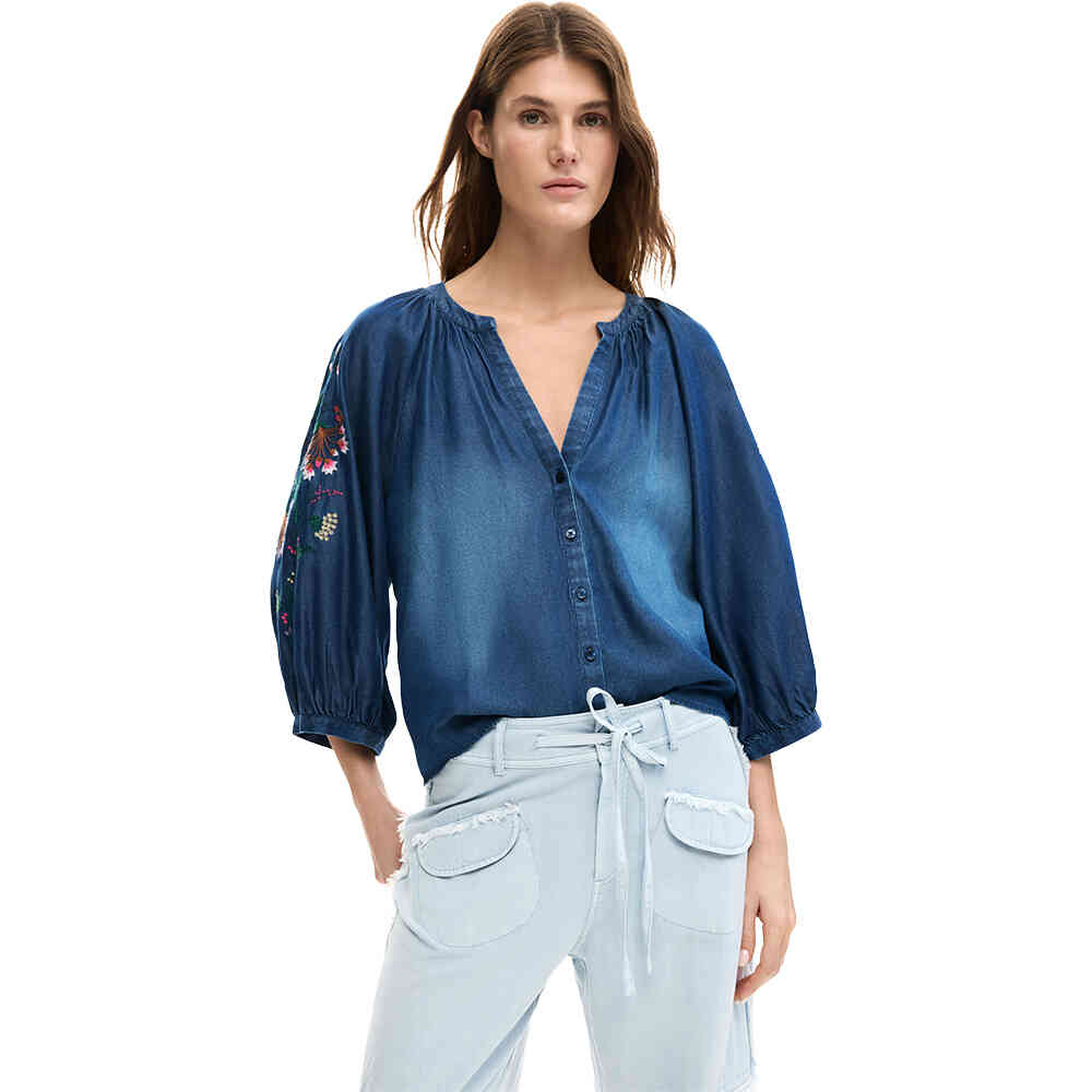 Desigual-CHAMBRE-Azul-Blue-Balloon-Sleeve-Blouse-26SWBW16_5055-Buy-Desigual-Clothing-online-at-ShoeBeDoo-5