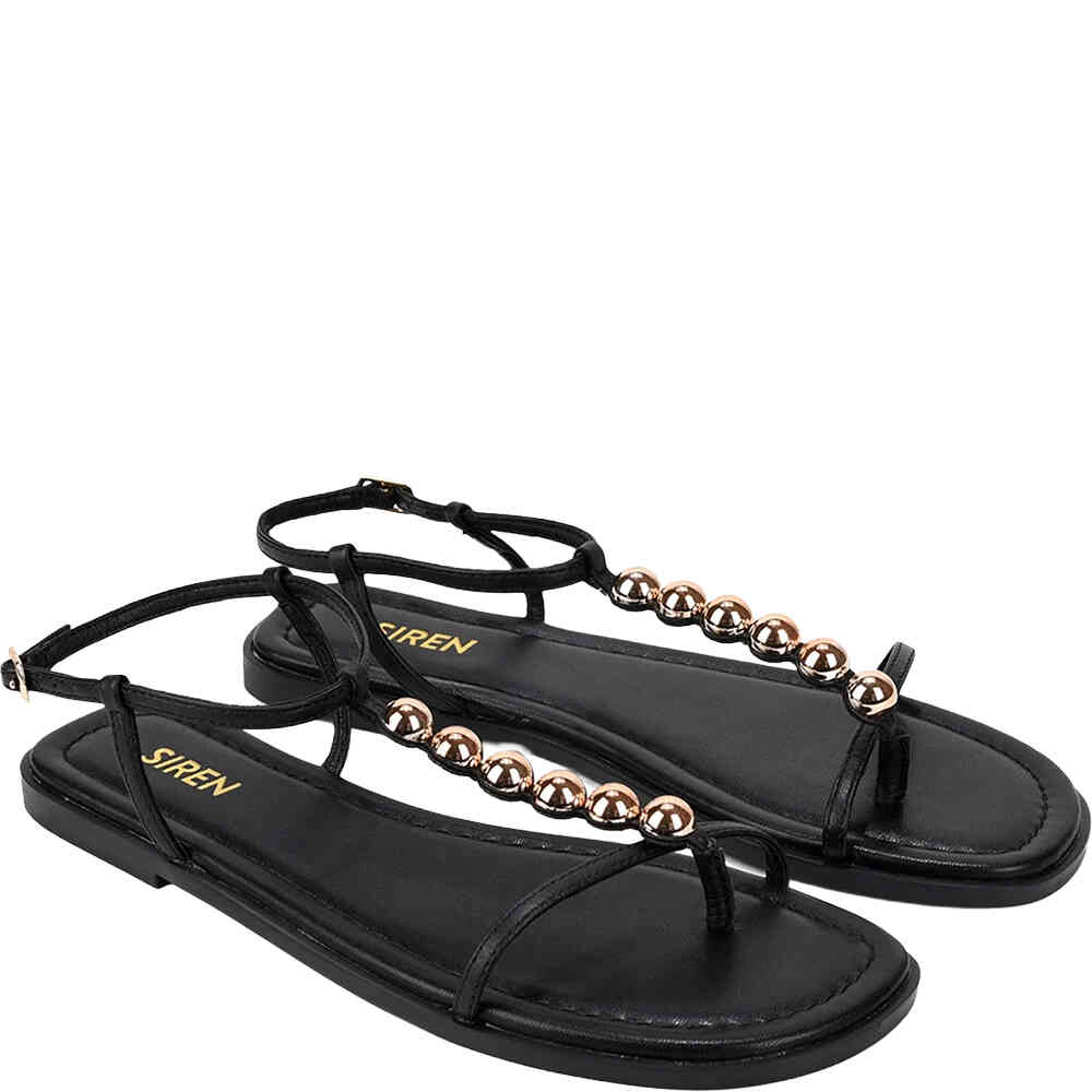 SIREN-MEAGAN-BLACK-LEATHER-FLAT-THONG-SANDALS-SHOEBEDOO-OFFICIAL-STOCKIST-PAIR